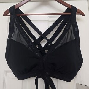 HALARA Black Mesh Strappy Bra